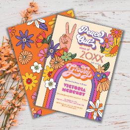 Small Retro Hippie Peace Out Graduation Party Invitation Front View