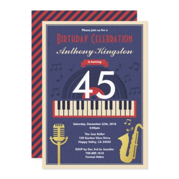 retro jazz music birthday party adult man invitation