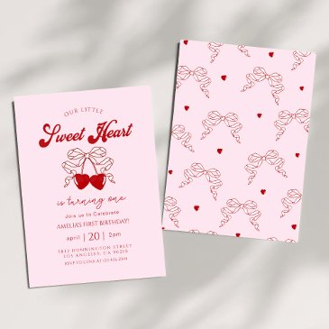 retro little sweetheart valentines day birthday invitation