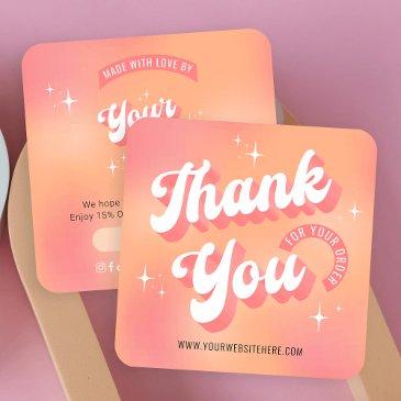 retro peach pink logo business thank you for order note invitations