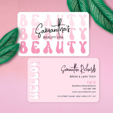 retro pink modern girly lash beauty salon or spa business invitations