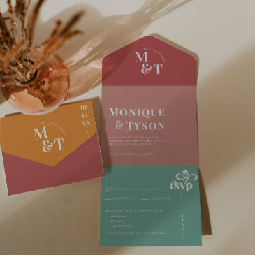 retro seventies wedding | all in one invitation