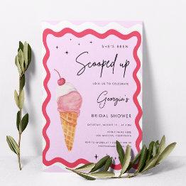 Small Retro Shes Been Scooped Up Ice Cream Bridal Shower Invitation Front View