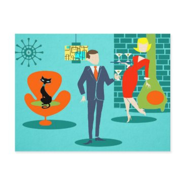 retro space age cartoon couple postinvitations