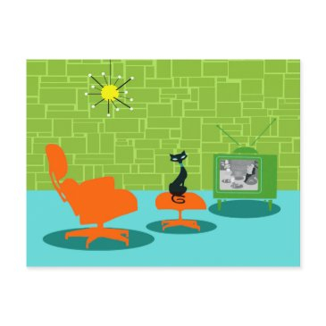 retro space age kitty postinvitations