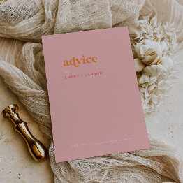 Small Retro Summer | Pink And Orange Wedding Advice Card Front View