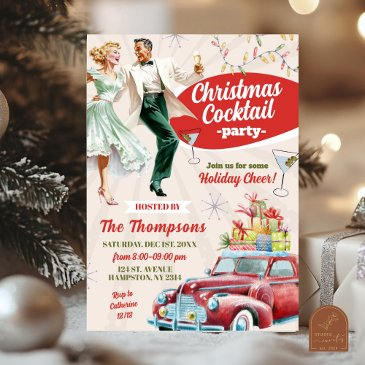 retro vintage christmas cocktail holiday party invitation