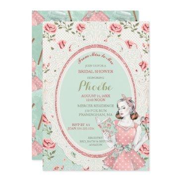 retro vintage housewife 50's bridal shower invitation