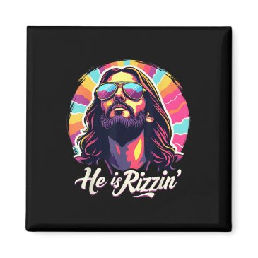 retro vintage jesus christian he is rizzin&#39; je magnet