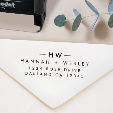 return address | modern minimal wedding monogram self-inking stamp
