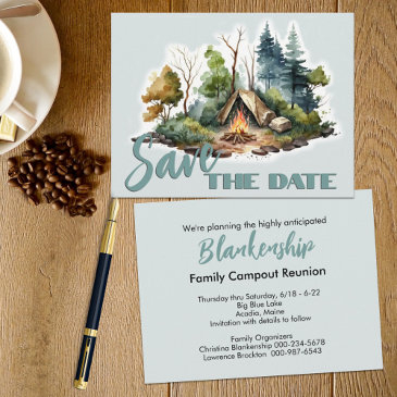 reunion celebration watercolor tent announcement