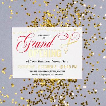 ribbon cutting grand opening gold foil invitation postinvitations