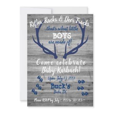 rifles, racks and deer tracks shower invitation