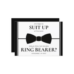Small Ring Bearer Proposal Invitations - Suit Up, Little Man! Front View
