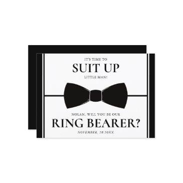 ring bearer proposal invitations - suit up, little man!