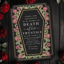 Small Rip Death To My 20s 30th Gothic Birthday Party Invitation Front View