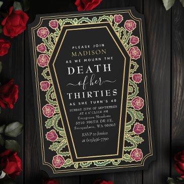 rip death to my 30s 40th gothic birthday party invitation