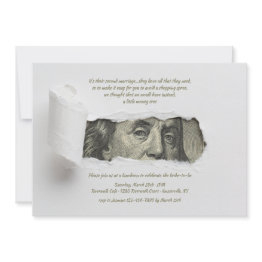 Small Ripped Paper Revealing Dollar Bill Invitation Front View