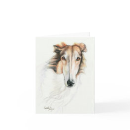 Small Rise The Borzoi Original Dog Art Note Invitations Front View