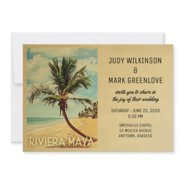 riviera maya wedding invitation beach palm tree