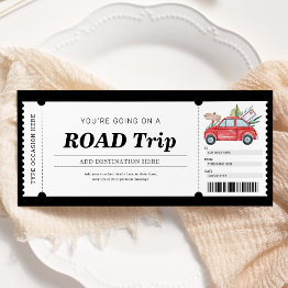 Small Road Trip Gift Ticket Trip Travel Voucher Invitation Front View
