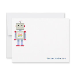 Small Robot "hello" Stationery Note Invitations Front View