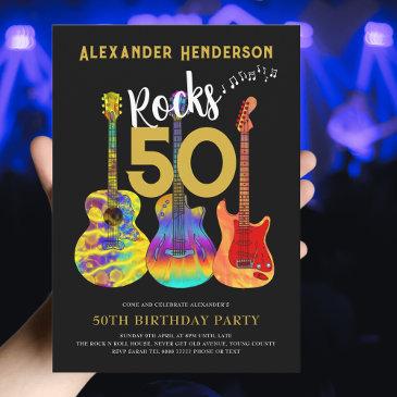 rock and roll 50th birthday party invitation