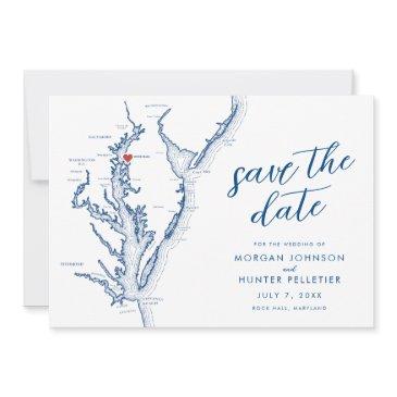 rock hall maryland map minimal modern wedding save the date