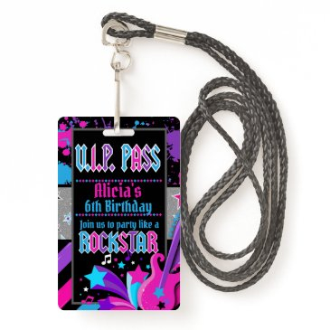 rock star birthday party vip pass invitation badge