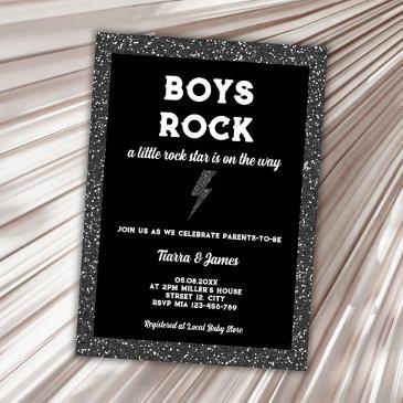 rock star boy baby shower black rock and roll invitation