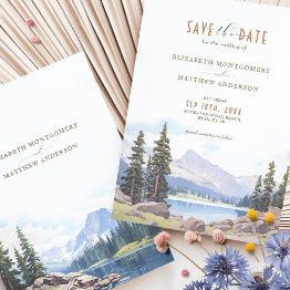 Small Rocky Mountain Idyll Save-the-date Invitation Front View