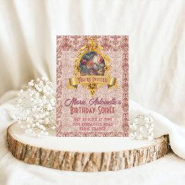 Small Rococo Aesthetic Birthday Party Soft Renaissance Invitation Front View