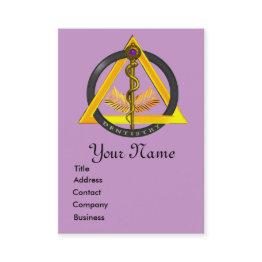 Small Rod Of Asclepius Dentist Dentistry Monogram Business Invitations Front View
