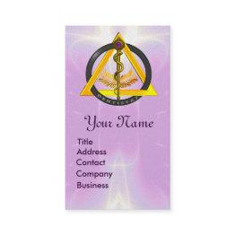 Small Rod Of Asclepius Dentist Dentistry Monogram Pearl Business Invitations Front View