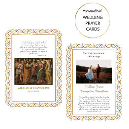 Small Roman Catholic Wedding Photo Prayer Invitations Front View