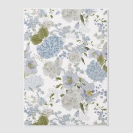 Small Romantic Blue Floral Hydrangea Allover Print Vellum Invitations Front View