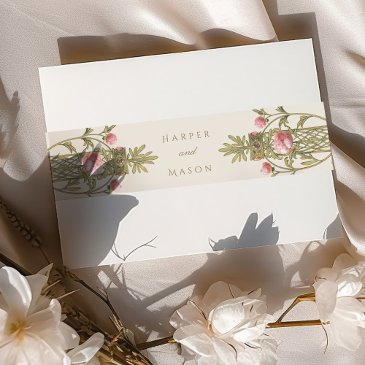 romantic botanical wedding invitation belly band