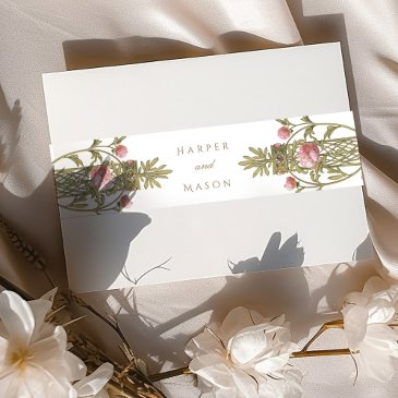 romantic botanical wedding invitation belly band