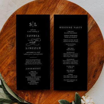 romantic calligraphy | dark black monogram wedding program