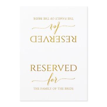 romantic calligraphy reserved sign tent- faux foil invitation