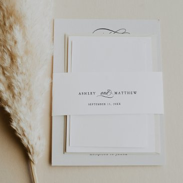 romantic calligraphy wedding invitation belly band