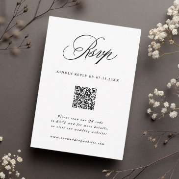 romantic calligraphy wedding qr code rsvp invitations