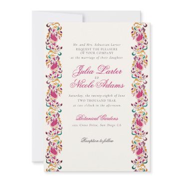 romantic classical pearl swan floral frame wedding invitation