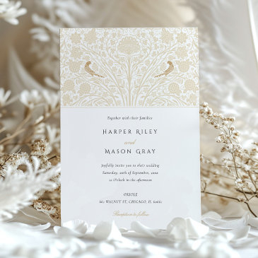 romantic dual bird victorian wedding invitation