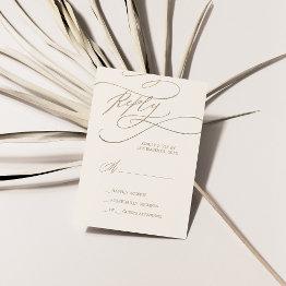Small Romantic Gold Calligraphy | Ivory Simple Rsvp Invitations Front View