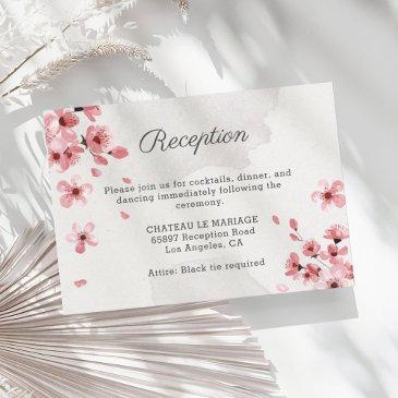 romantic pink cherry blossoms floral wedding enclosure invitations