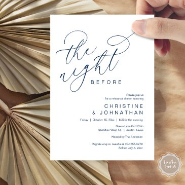 romantic the night before wedding rehearsal dinner invitation