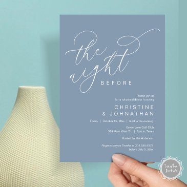 romantic the night before wedding rehearsal dinner invitation