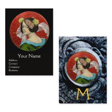 romantic woman with flowers and fighting gryphons business invitations