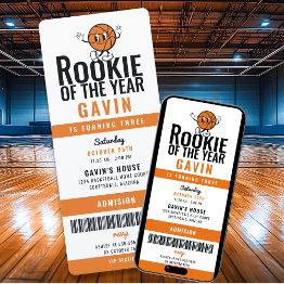 Small Rookie Of The Year Basketball Customized Birthday Invitation Front View